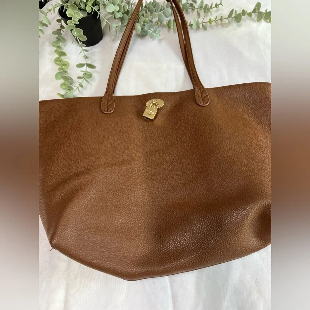 BCBG Paris Pebbled Faux Leather Tote - Brown - Picture 1 of 9
